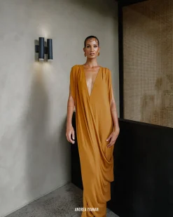 ANDREA IYAMAH ADI KNIT KAFTAN - CAMEL