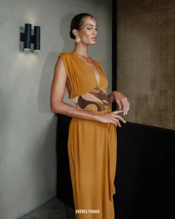 ANDREA IYAMAH ADI KNIT KAFTAN - CAMEL