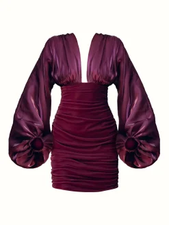 ANDREA IYAMAH ANIDA MINI DRESS - MAROON