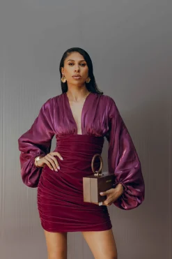 ANDREA IYAMAH ANIDA MINI DRESS - MAROON