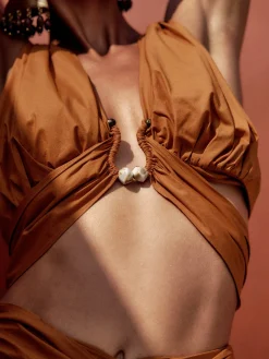 ANDREA IYAMAH GIA CROP TOP - ORANGE