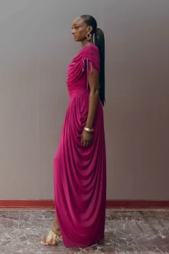 ANDREA IYAMAH KATU MESH DRESS - PLUM
