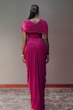 ANDREA IYAMAH KATU MESH DRESS - PLUM