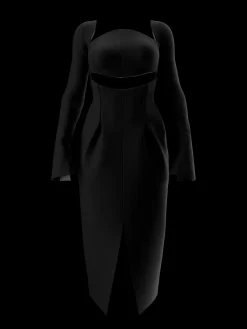 ANDREA IYAMAH NITA MIDI DRESS - BLACK