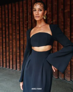 ANDREA IYAMAH NITA MIDI DRESS - BLACK