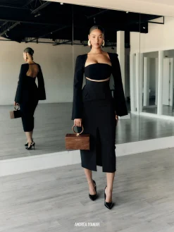 ANDREA IYAMAH NITA MIDI DRESS - BLACK