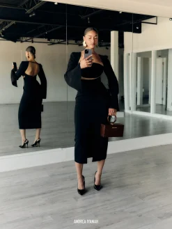 ANDREA IYAMAH NITA MIDI DRESS - BLACK