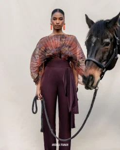 ANDREA IYAMAH SOMBRA BODYSUIT - KAVA PRINT